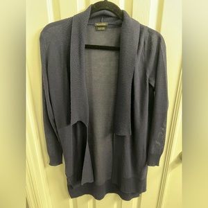 Massimo Dutti Italian Yarn Navy Blue Open Front Cardigan, Size S